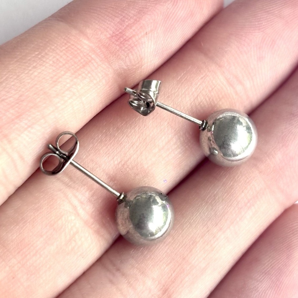 Arthur Court Aluminum Stud Earrings 8mm Ball Sphere Discontinued Jewelry